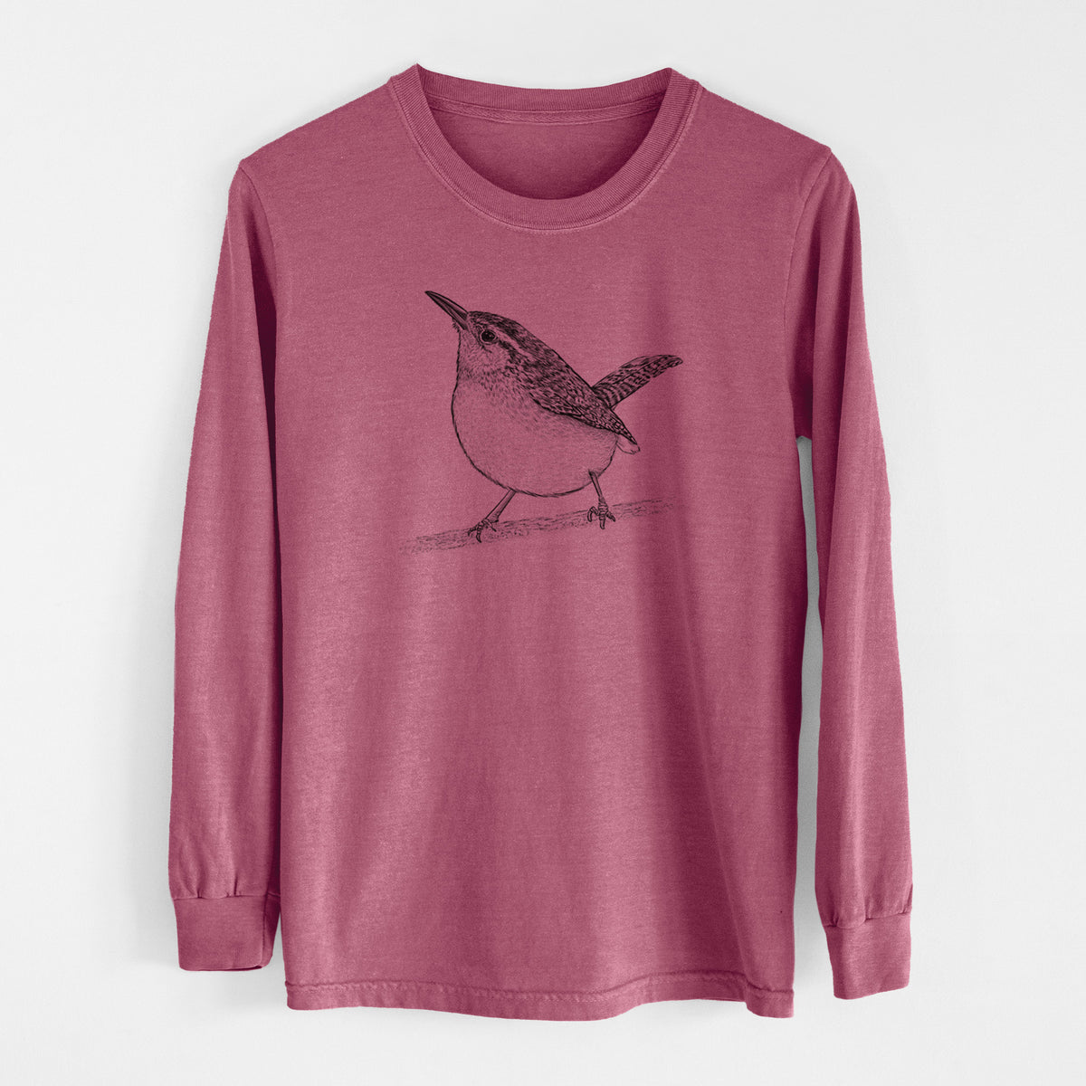 Carolina Wren - Thryothorus ludovicianus - Men&#39;s Heavyweight 100% Cotton Long Sleeve