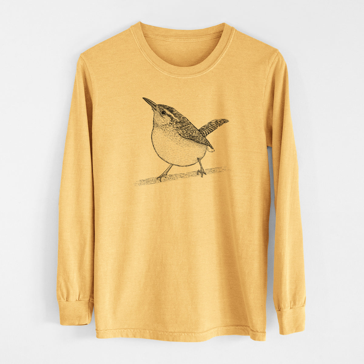 Carolina Wren - Thryothorus ludovicianus - Men&#39;s Heavyweight 100% Cotton Long Sleeve