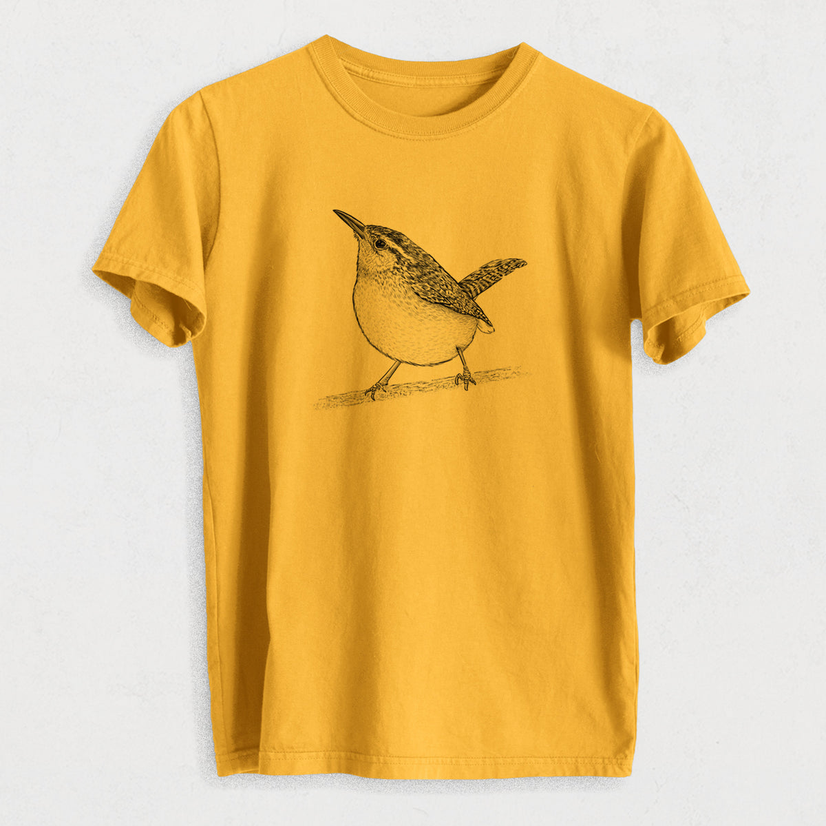 Carolina Wren - Thryothorus ludovicianus - Heavyweight Men&#39;s 100% Organic Cotton Tee