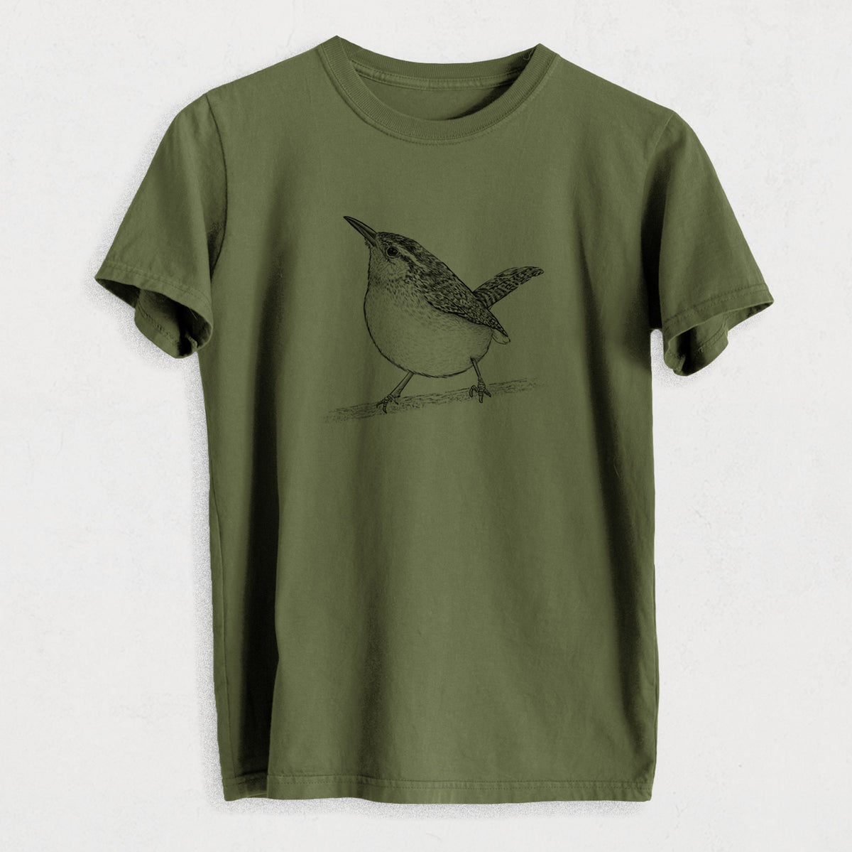 Carolina Wren - Thryothorus ludovicianus - Heavyweight Men&#39;s 100% Organic Cotton Tee