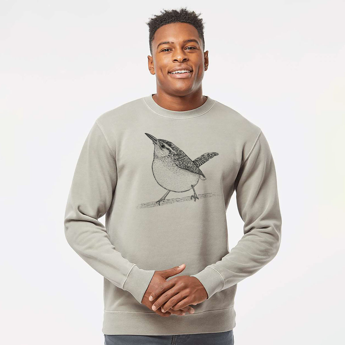 Carolina Wren - Thryothorus ludovicianus - Unisex Pigment Dyed Crew Sweatshirt