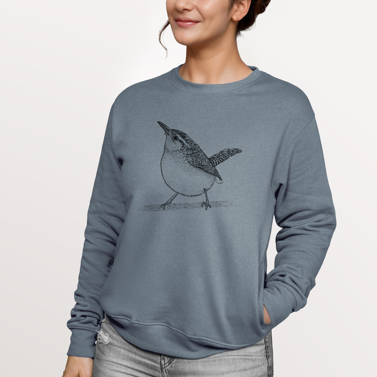 Carolina Wren - Thryothorus ludovicianus  - Unisex Reclaimed Crewneck Sweatshirt