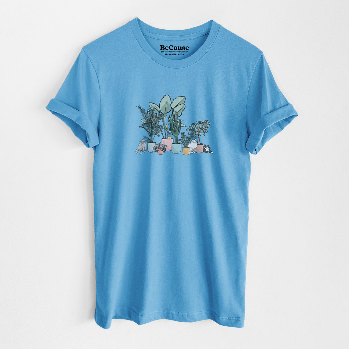 Cats and Plants - Lightweight 100% Cotton Unisex Crewneck