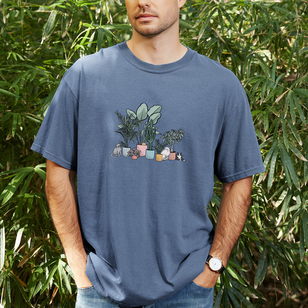 Cats and Plants - Unisex Comfort Colors Garment-Dyed Heavyweight T-shirt