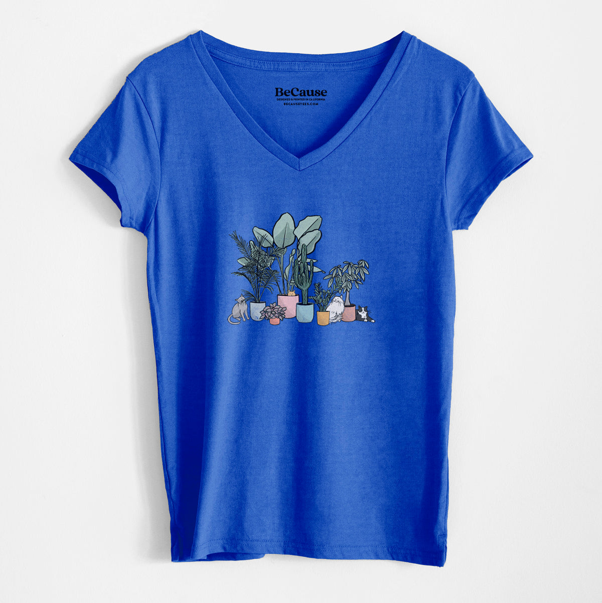 Cats and Plants - Women&#39;s 100% Recycled V-neck