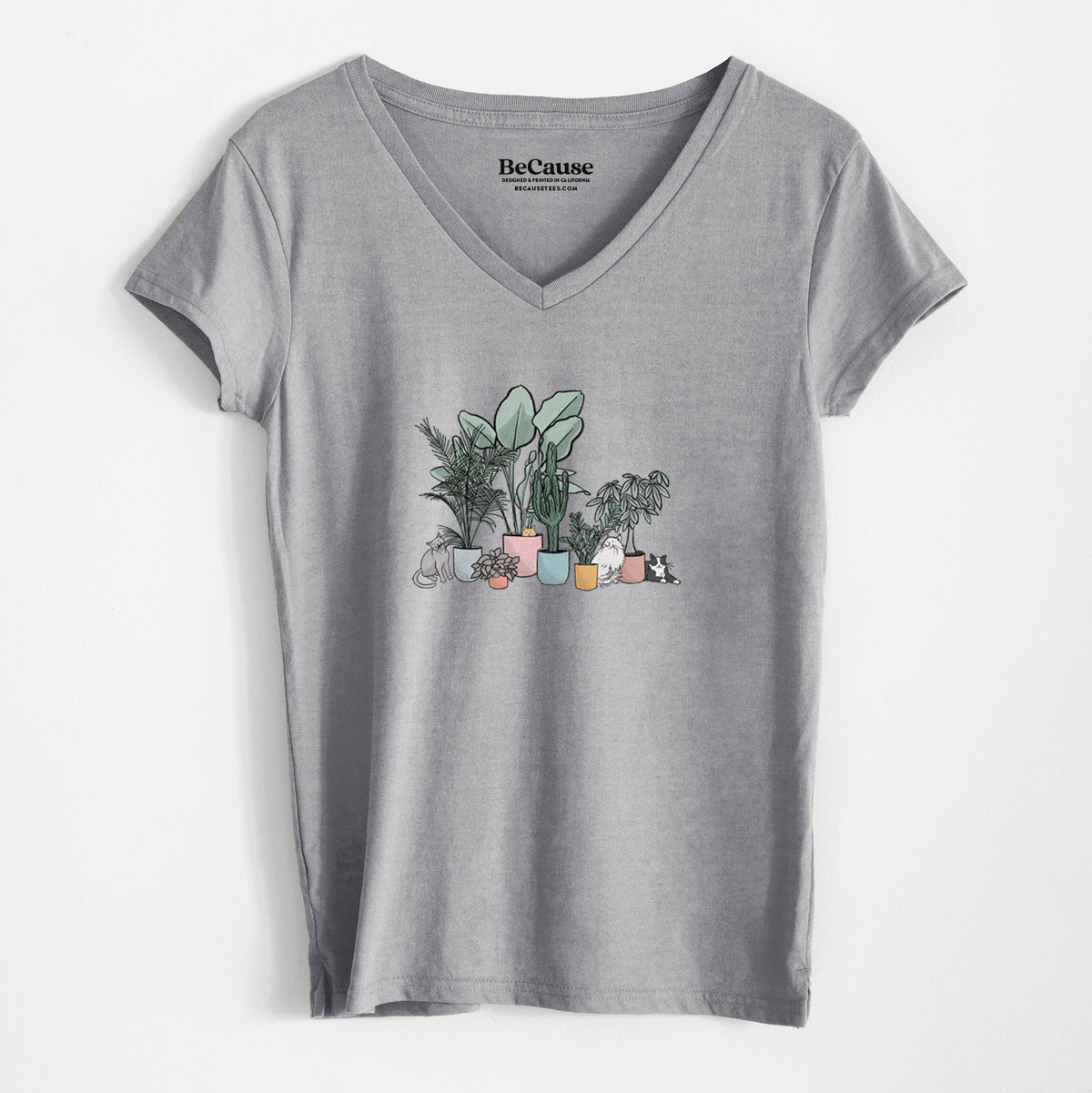 Cats and Plants - Women&#39;s 100% Recycled V-neck