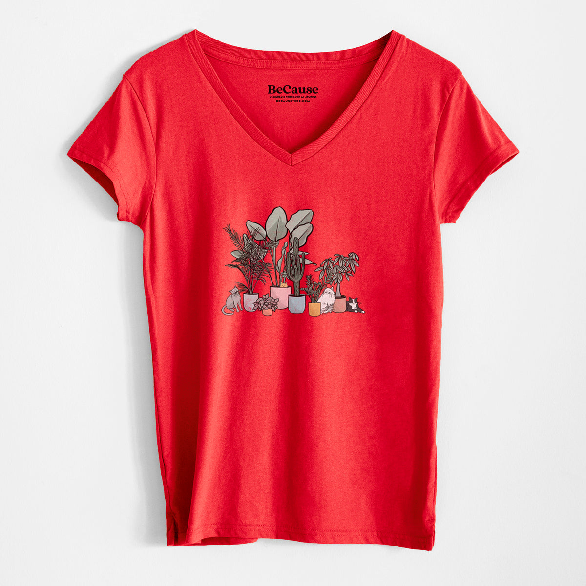 Cats and Plants - Women&#39;s 100% Recycled V-neck