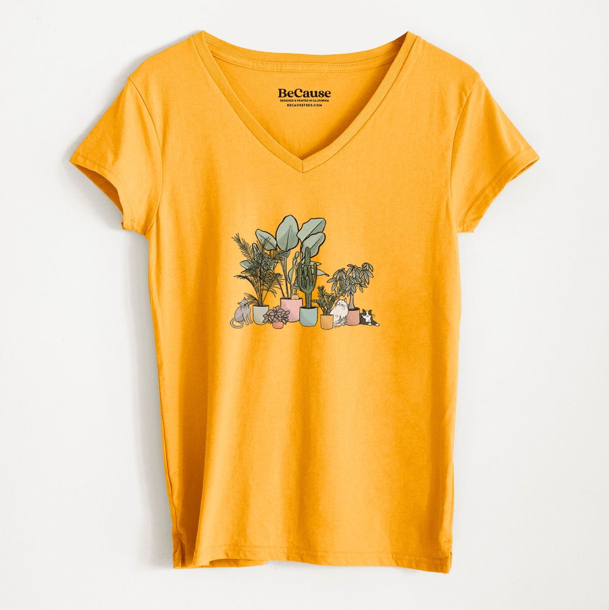 Cats and Plants - Women&#39;s 100% Recycled V-neck