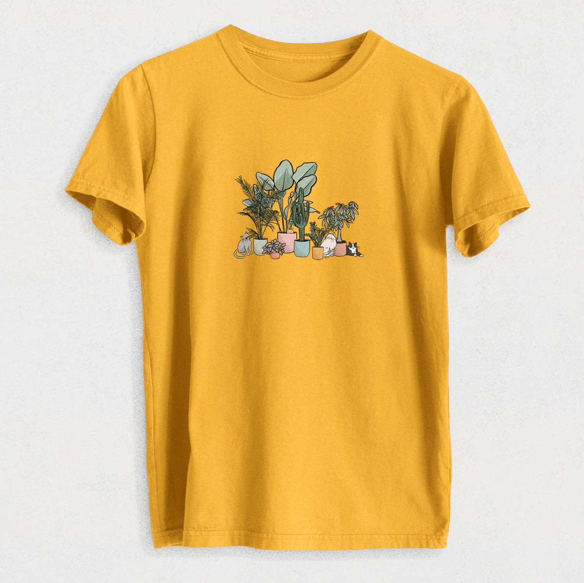 Cats and Plants - Heavyweight Men&#39;s 100% Organic Cotton Tee