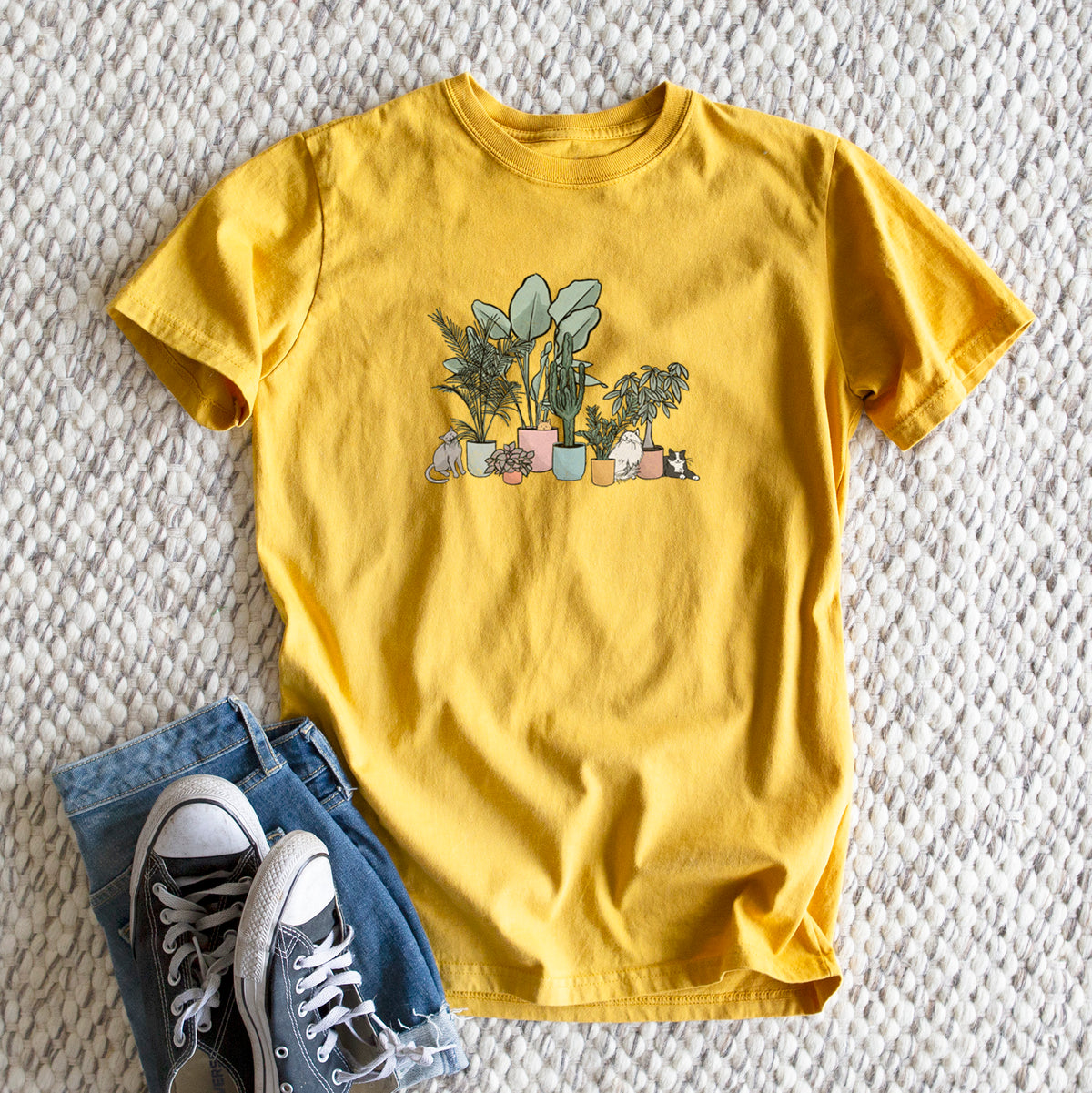 Cats and Plants - Heavyweight Men&#39;s 100% Organic Cotton Tee