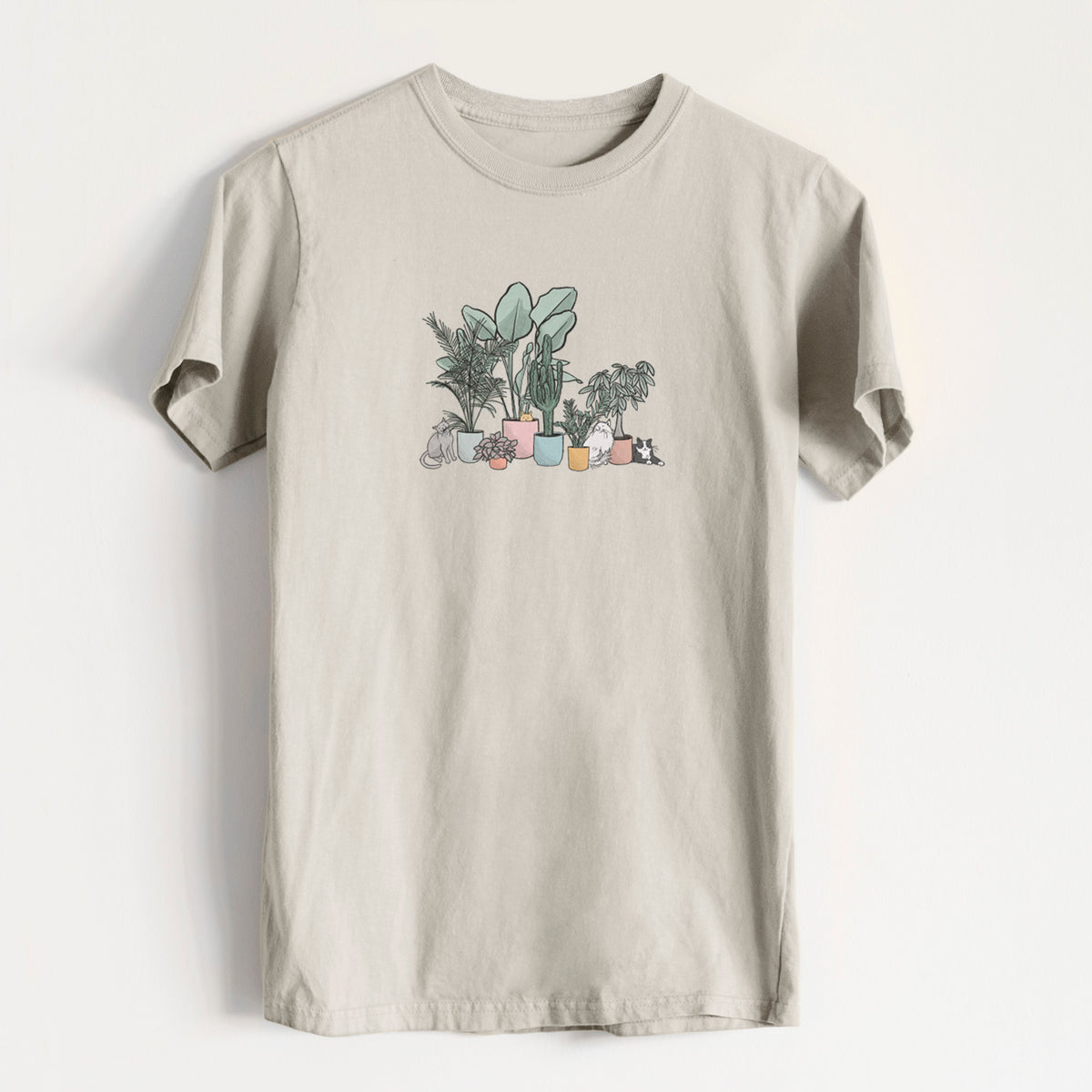 Cats and Plants - Heavyweight Men&#39;s 100% Organic Cotton Tee