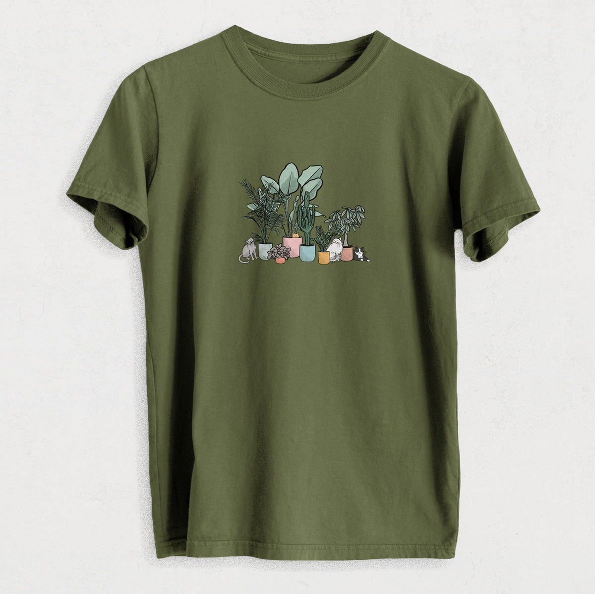 Cats and Plants - Heavyweight Men&#39;s 100% Organic Cotton Tee