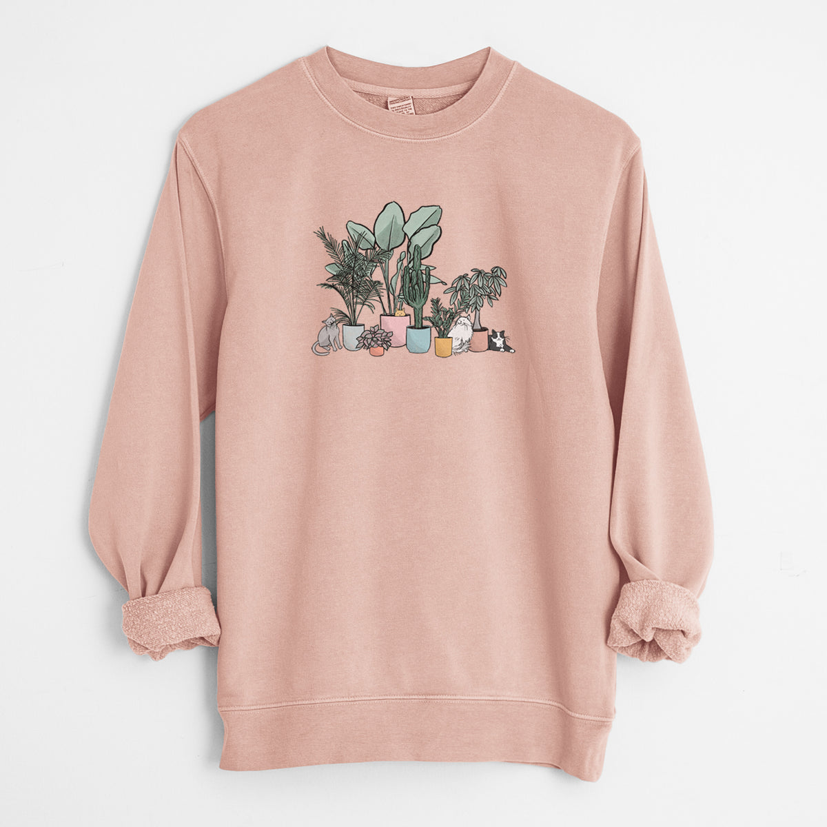 Cats and Plants - Unisex Pigment Dyed Crew Sweatshirt