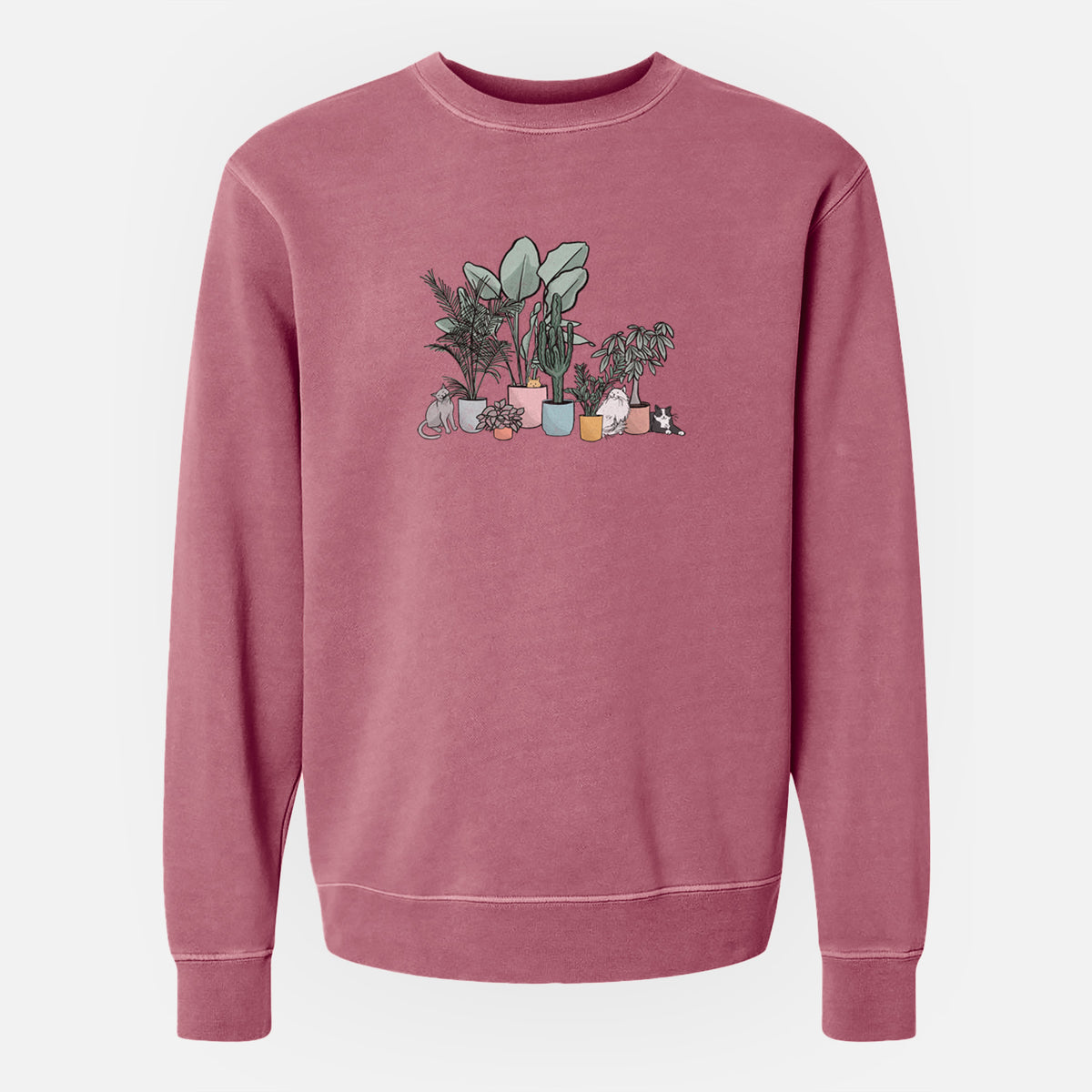 Cats and Plants - Unisex Pigment Dyed Crew Sweatshirt