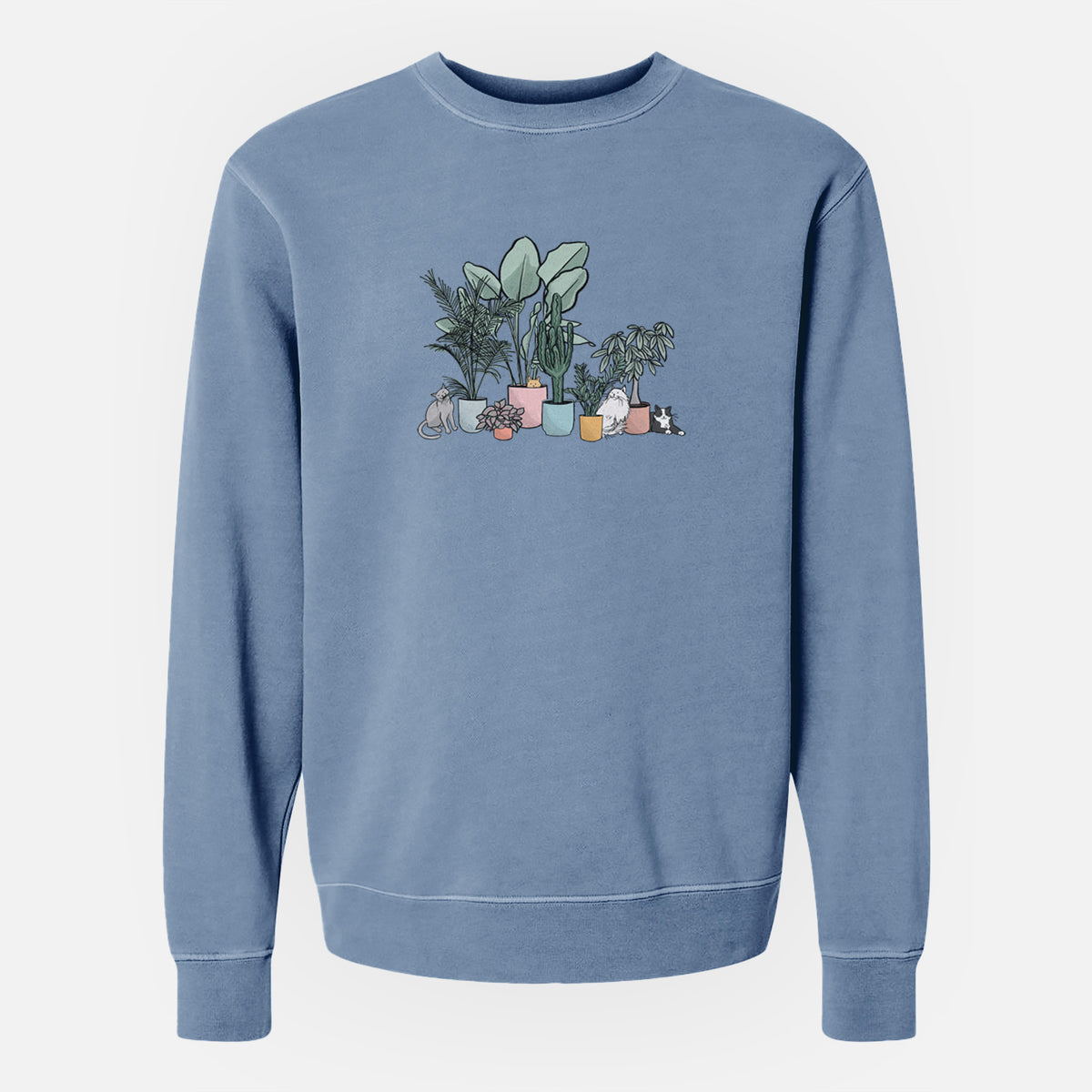 Cats and Plants - Unisex Pigment Dyed Crew Sweatshirt