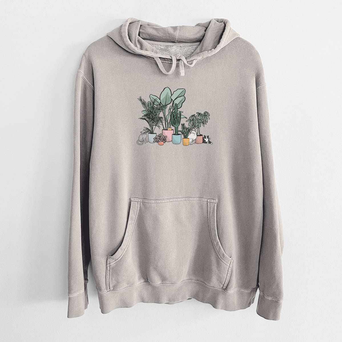 Cats and Plants - Unisex Pigment Dyed Hoodie