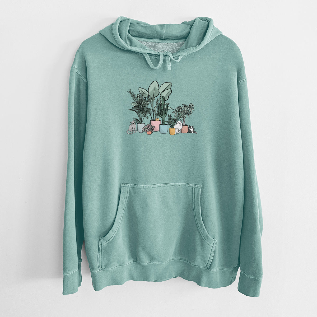 Cats and Plants - Unisex Pigment Dyed Hoodie