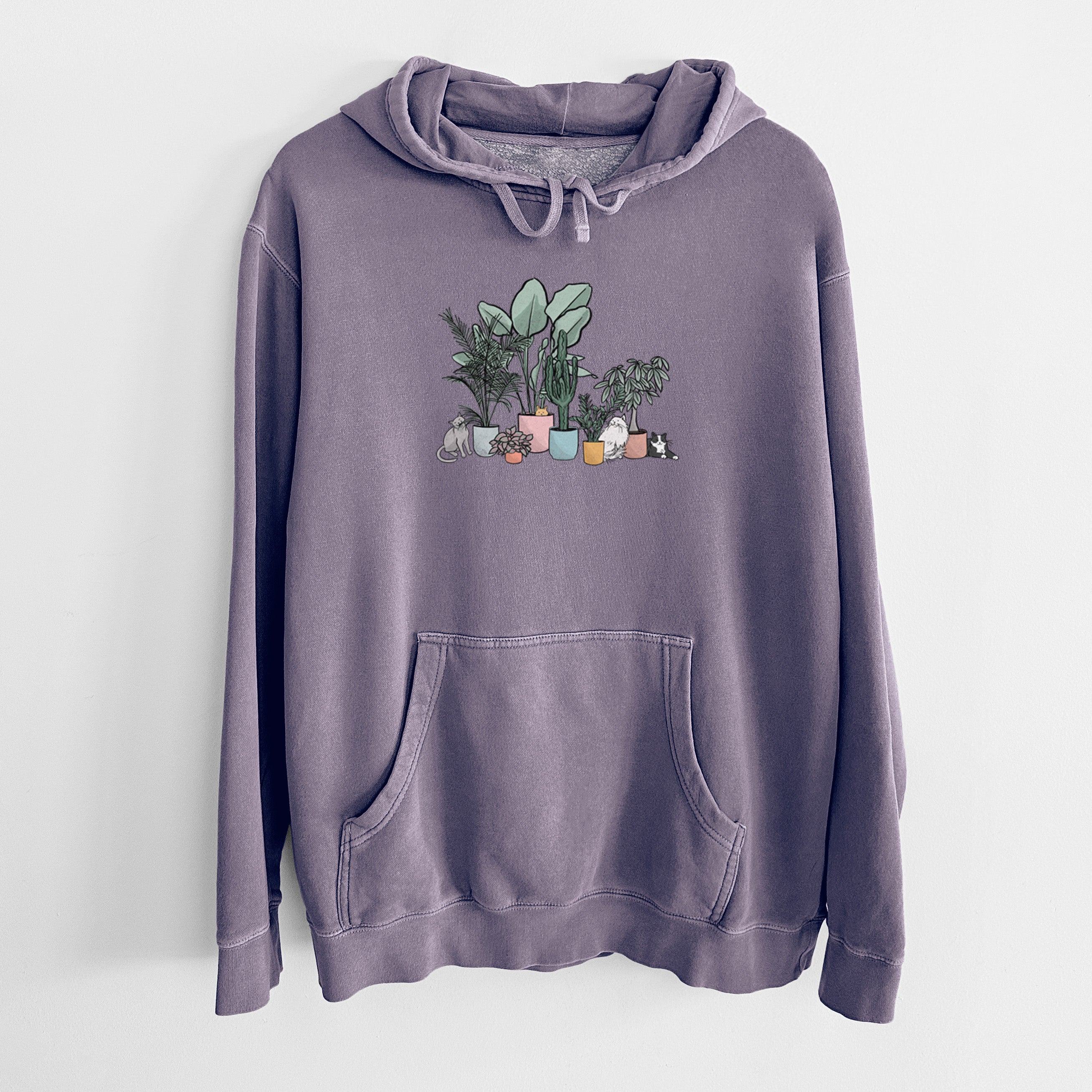 Cats and Plants - Unisex Pigment Dyed Hoodie