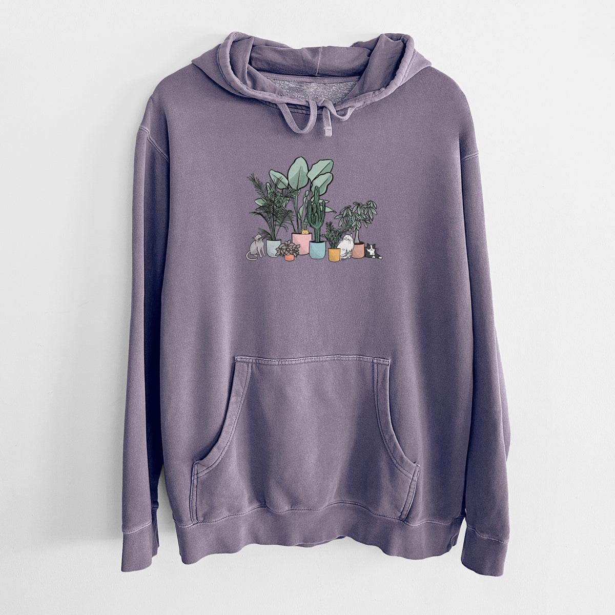 Cats and Plants - Unisex Pigment Dyed Hoodie