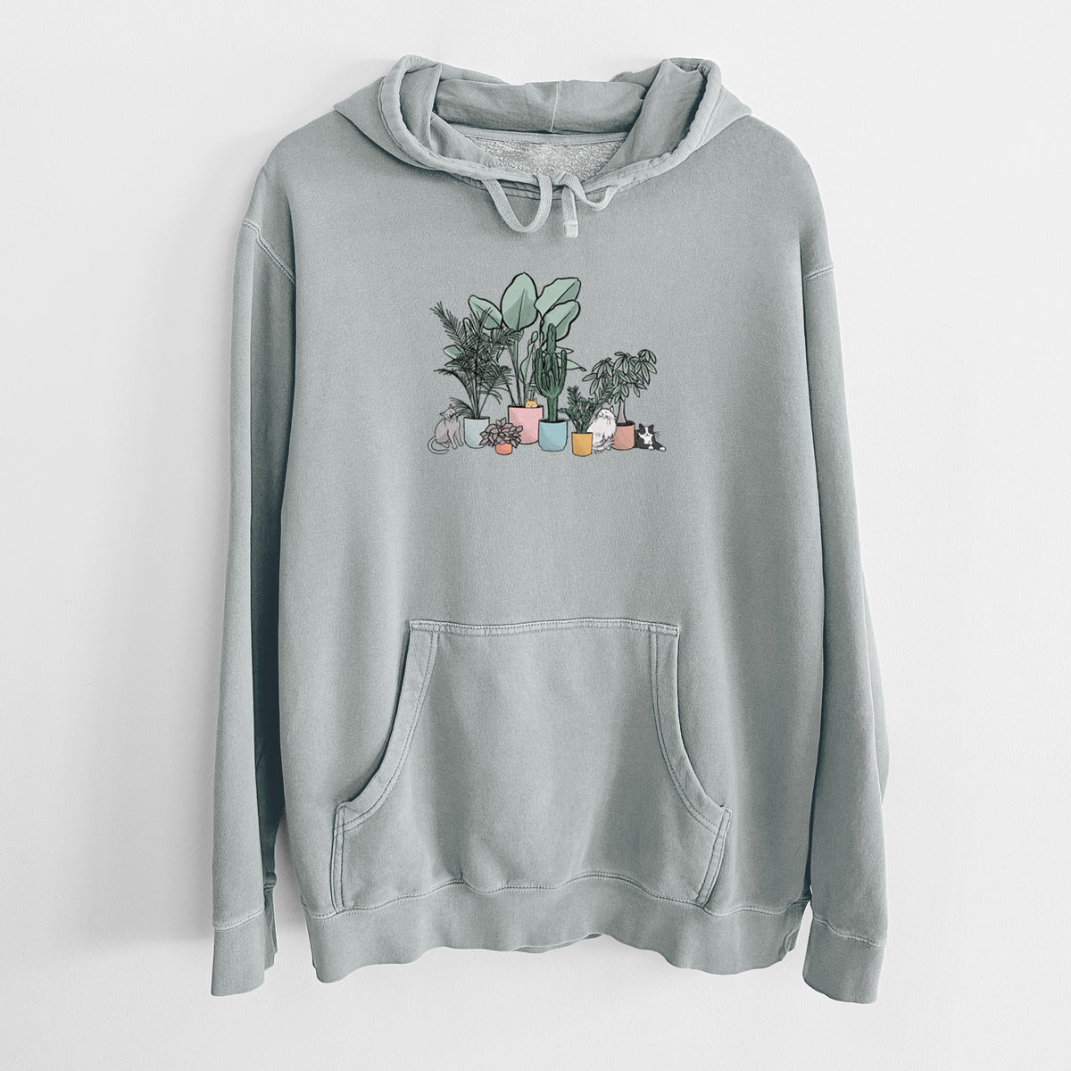 Cats and Plants - Unisex Pigment Dyed Hoodie