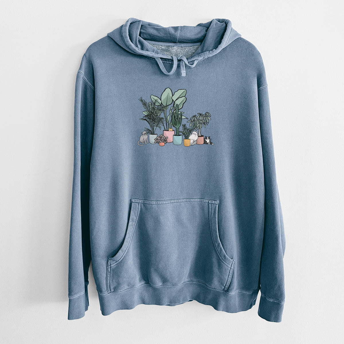 Cats and Plants - Unisex Pigment Dyed Hoodie