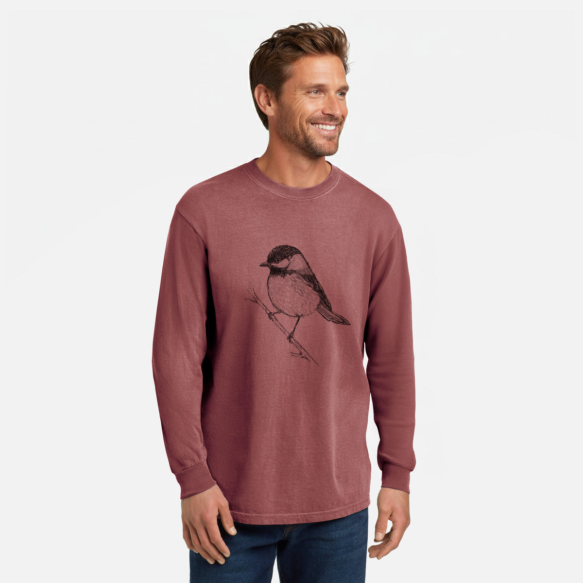 Black-capped Chickadee - Poecile atricapillus - Unisex Comfort Colors 100% Cotton Long Sleeve