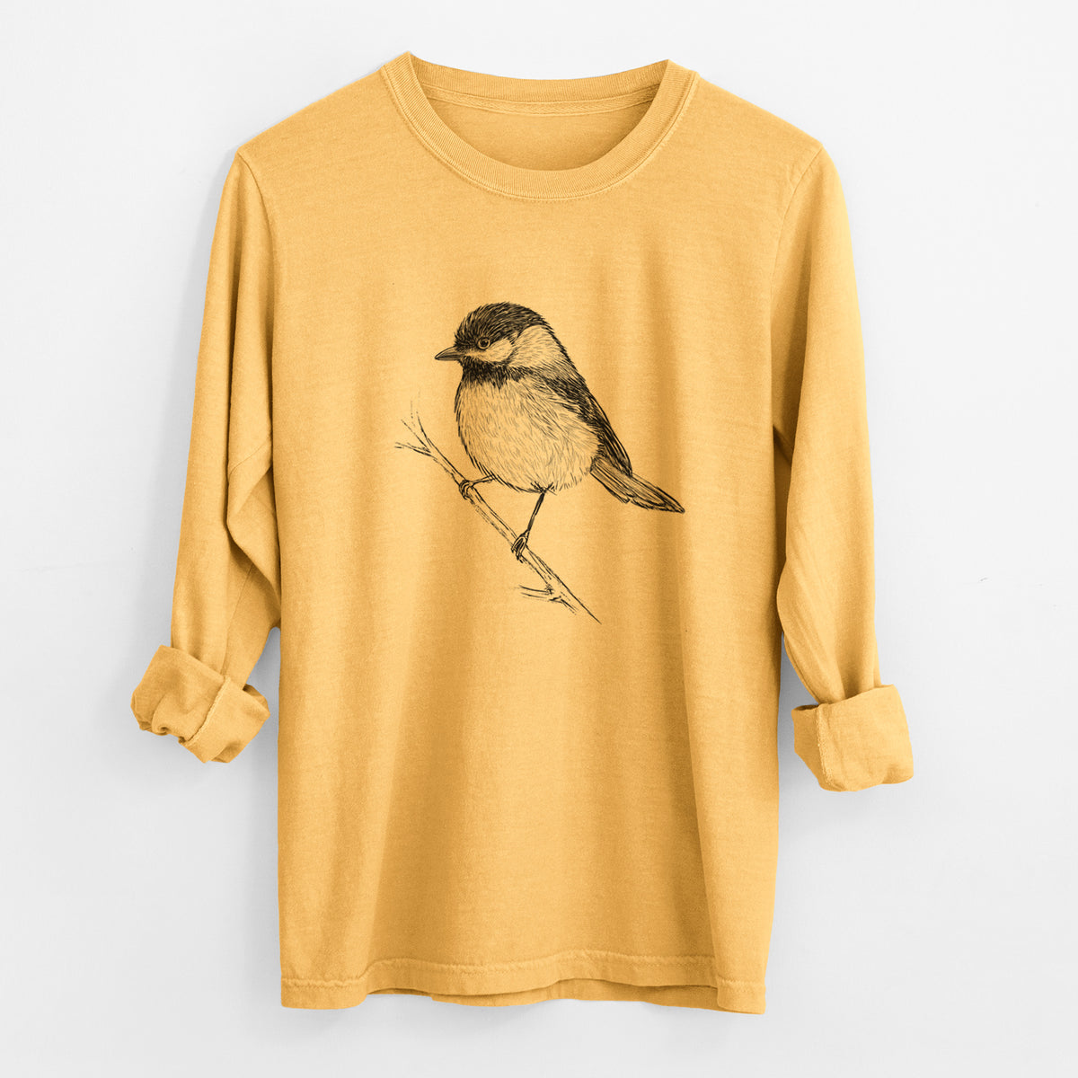 Black-capped Chickadee - Poecile atricapillus - Unisex Comfort Colors 100% Cotton Long Sleeve
