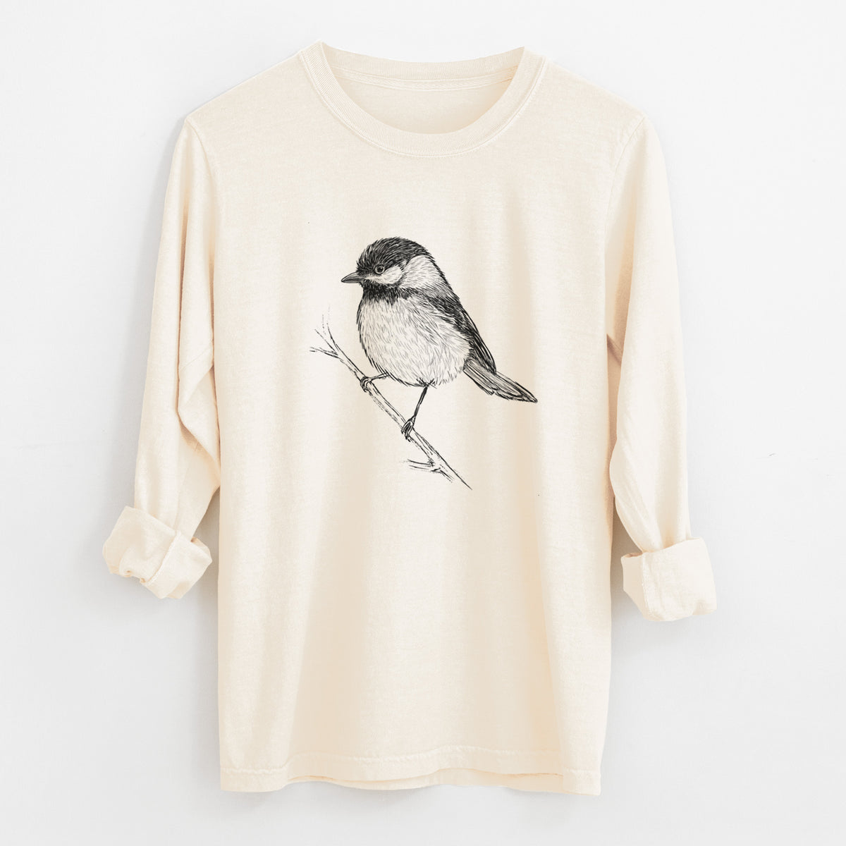 Black-capped Chickadee - Poecile atricapillus - Unisex Comfort Colors 100% Cotton Long Sleeve