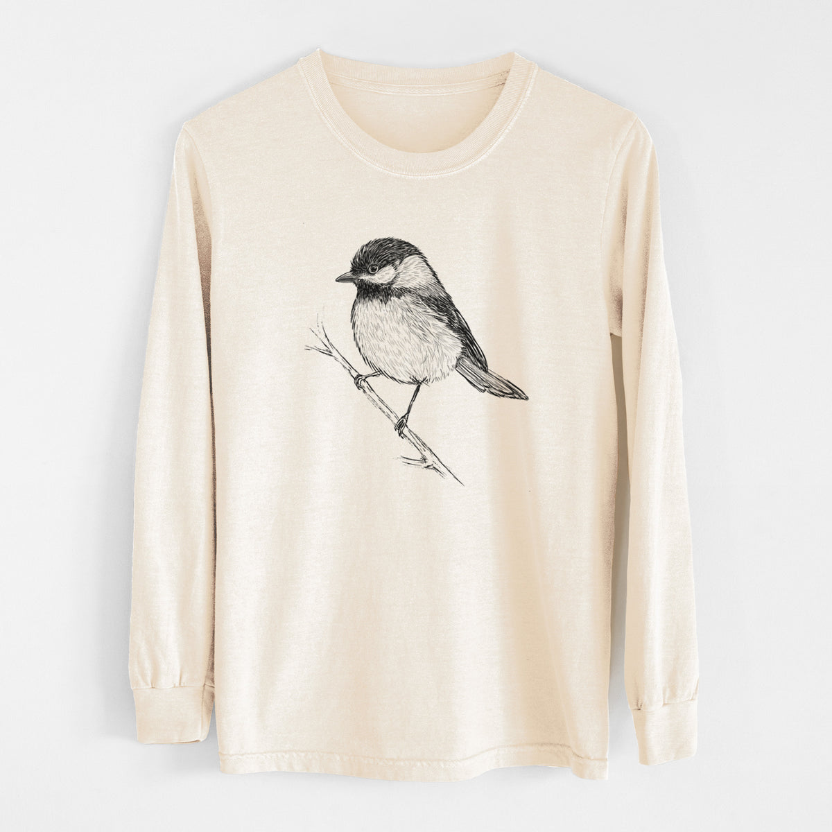 Black-capped Chickadee - Poecile atricapillus - Unisex Comfort Colors 100% Cotton Long Sleeve
