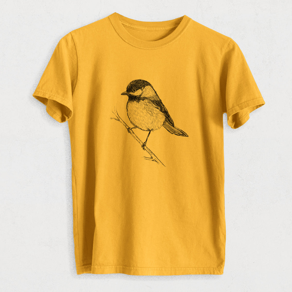 Black-capped Chickadee - Poecile atricapillus - Heavyweight Men&#39;s 100% Organic Cotton Tee