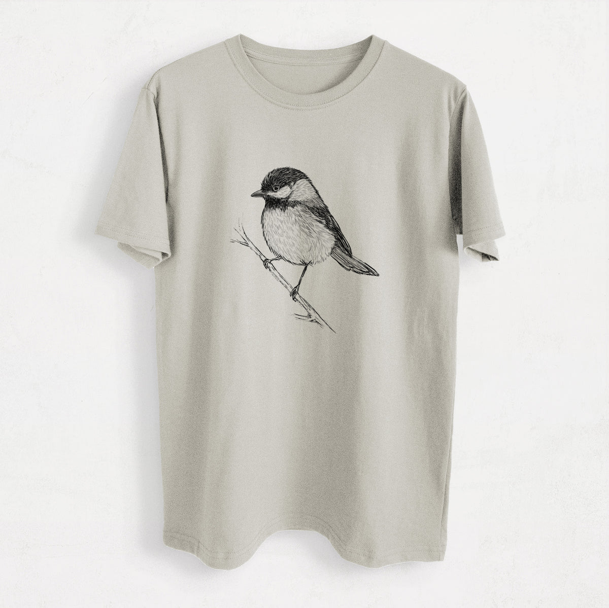 Black-capped Chickadee - Poecile atricapillus - Heavyweight Men&#39;s 100% Organic Cotton Tee