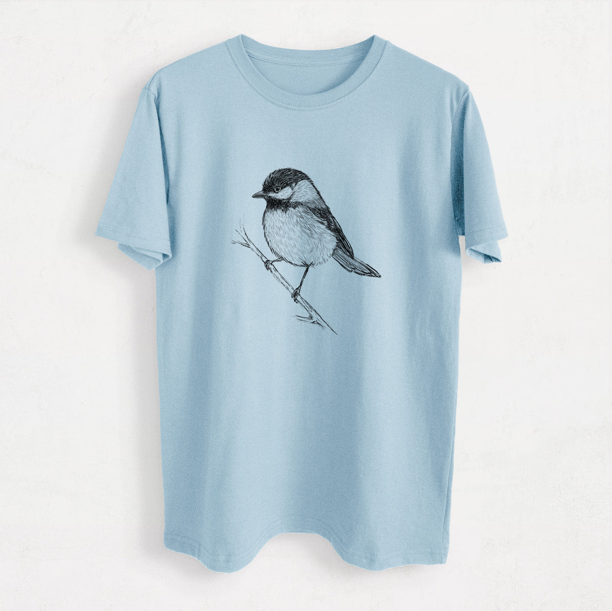 Black-capped Chickadee - Poecile atricapillus - Heavyweight Men&#39;s 100% Organic Cotton Tee