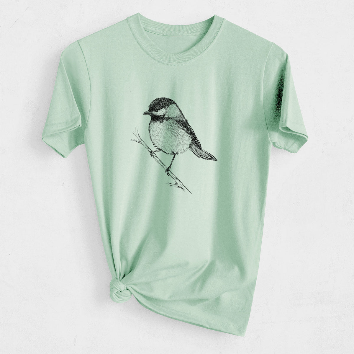 Black-capped Chickadee - Poecile atricapillus - Heavyweight Men&#39;s 100% Organic Cotton Tee