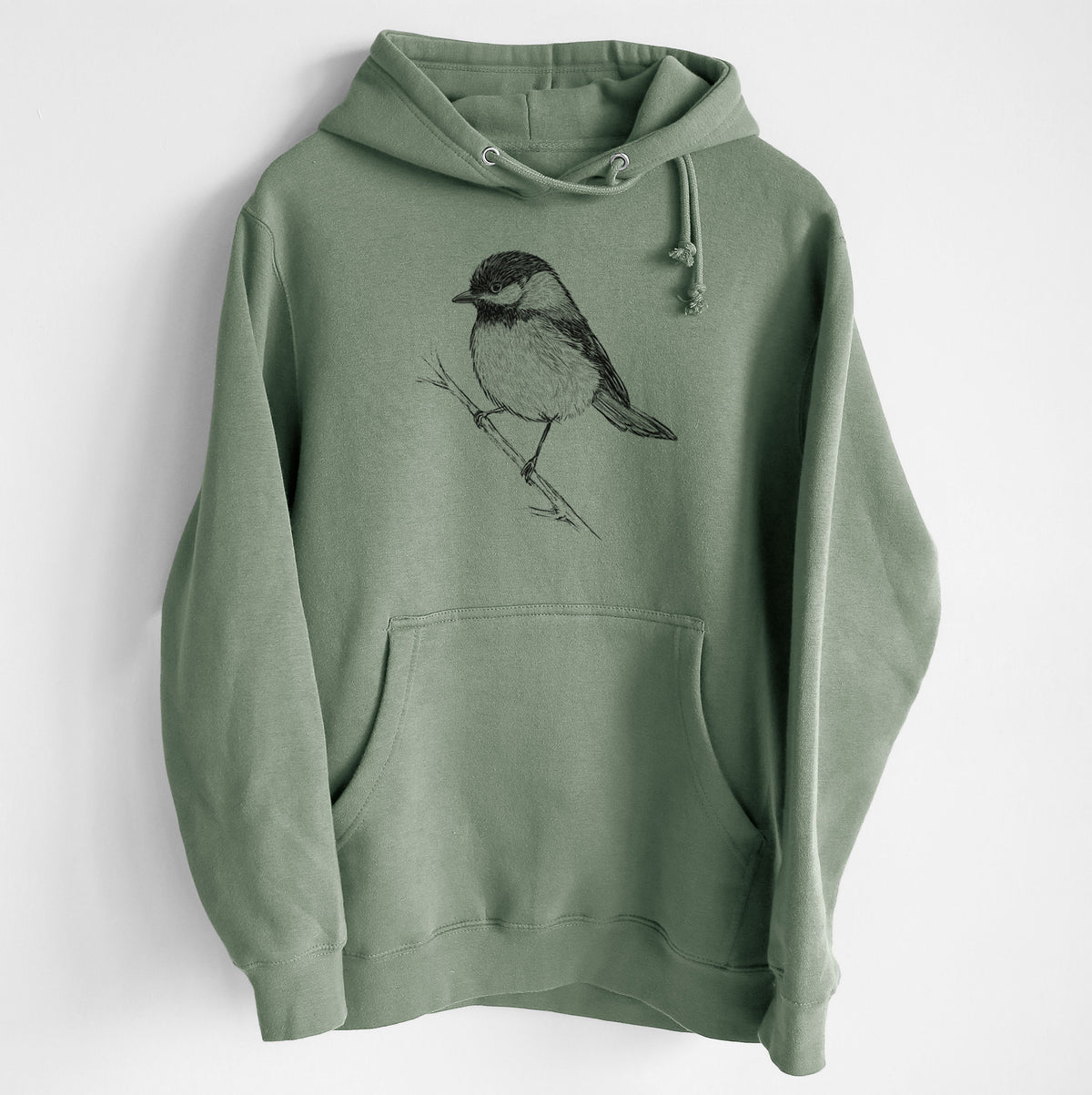 Black-capped Chickadee - Poecile atricapillus - Heavyweight Fleece Hoodie