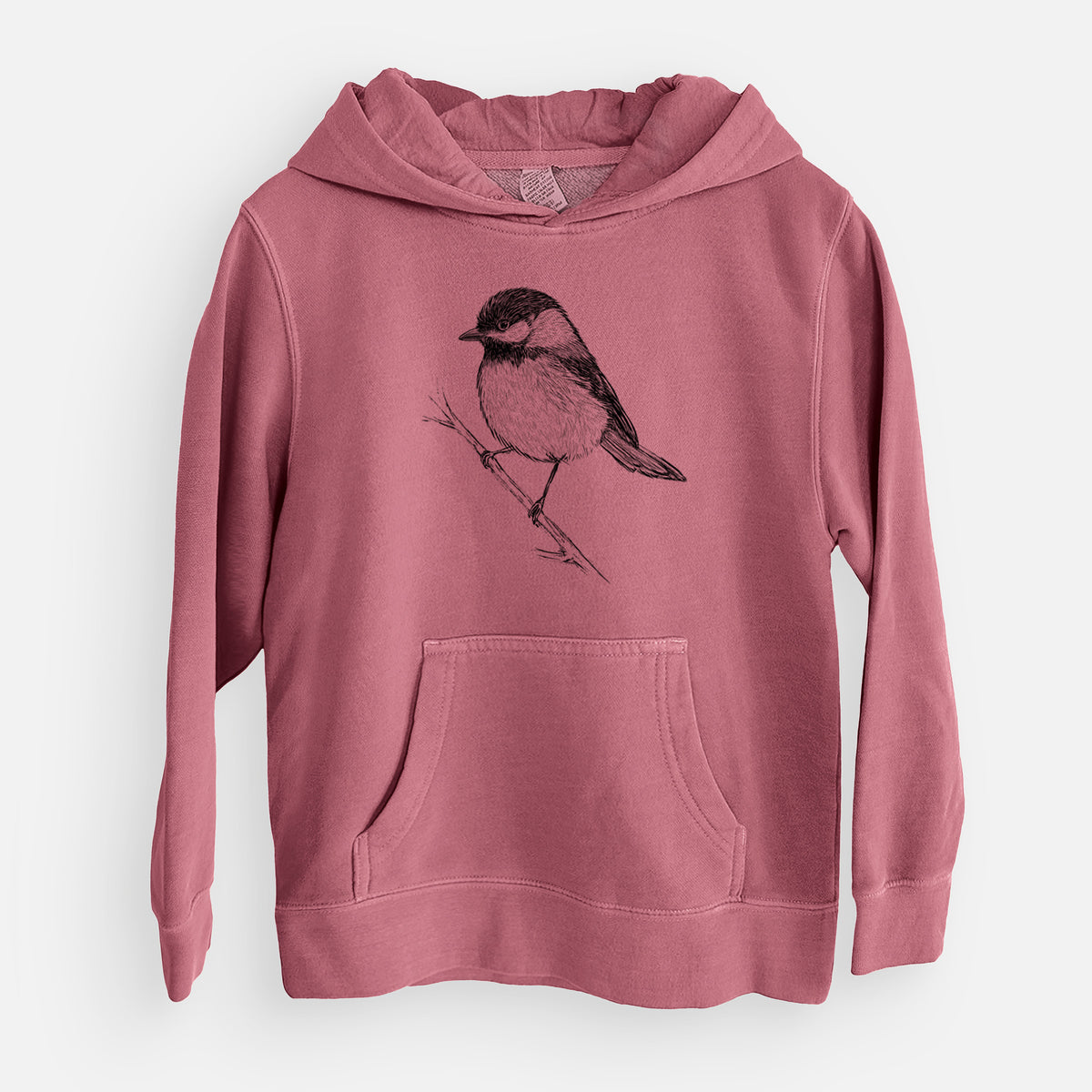 Black-capped Chickadee - Poecile atricapillus - Youth Pigment Dyed Hoodie
