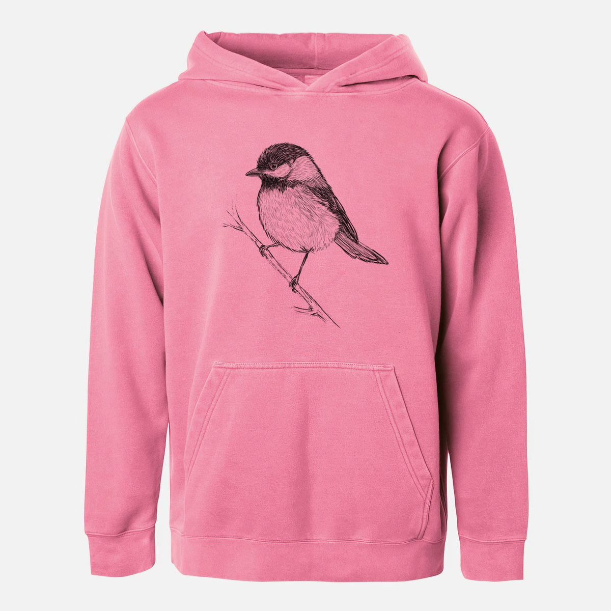 Black-capped Chickadee - Poecile atricapillus - Youth Pigment Dyed Hoodie