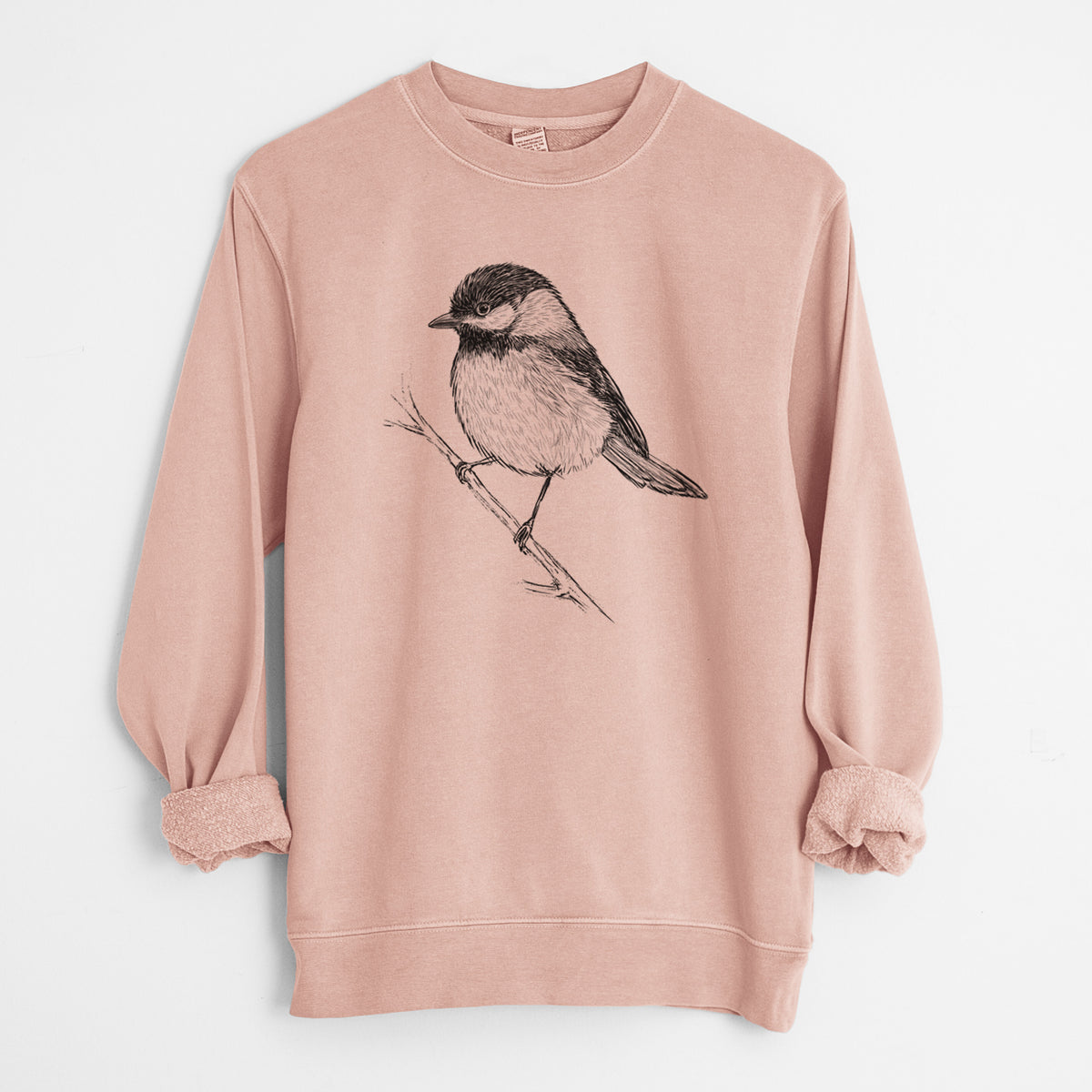 Black-capped Chickadee - Poecile atricapillus - Unisex Pigment Dyed Crew Sweatshirt