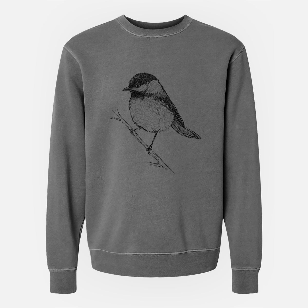 Black-capped Chickadee - Poecile atricapillus - Unisex Pigment Dyed Crew Sweatshirt