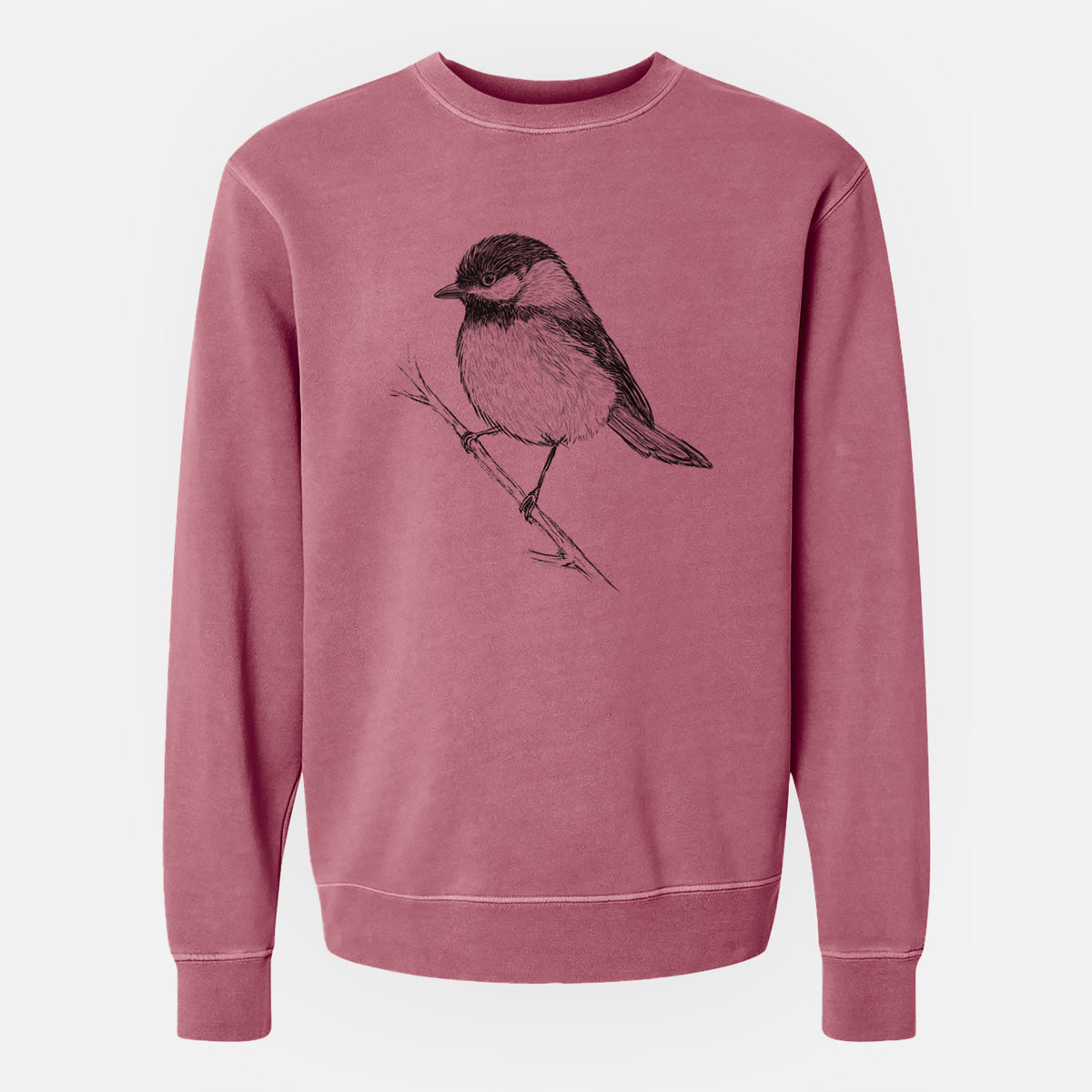 Black-capped Chickadee - Poecile atricapillus - Unisex Pigment Dyed Crew Sweatshirt