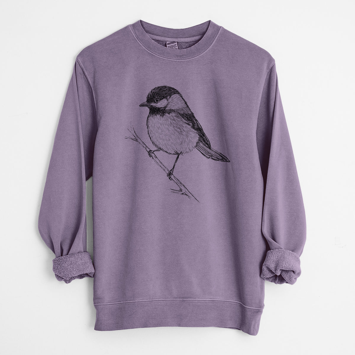 Black-capped Chickadee - Poecile atricapillus - Unisex Pigment Dyed Crew Sweatshirt