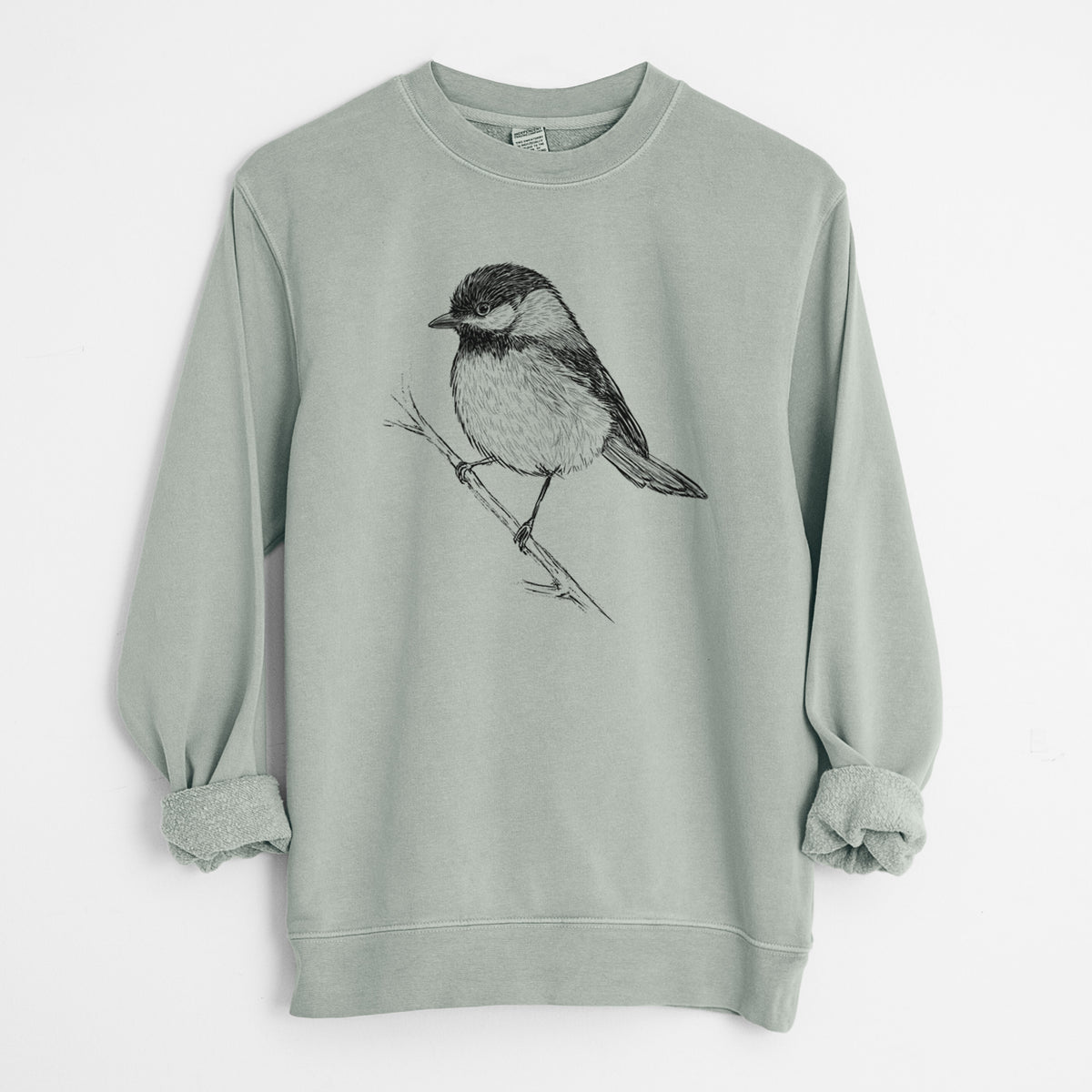 Black-capped Chickadee - Poecile atricapillus - Unisex Pigment Dyed Crew Sweatshirt