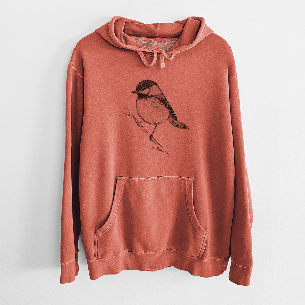 Black-capped Chickadee - Poecile atricapillus - Unisex Pigment Dyed Hoodie