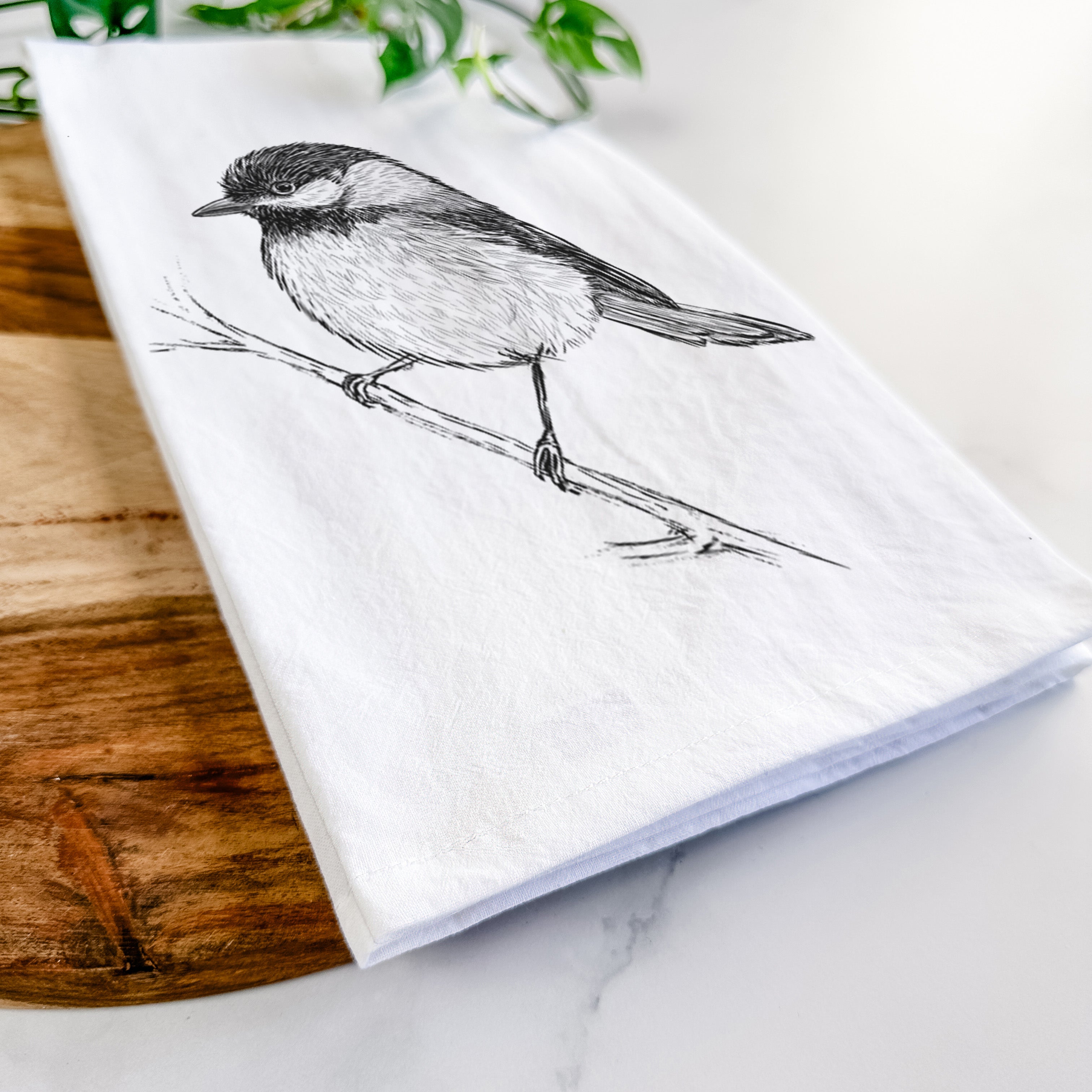 Black-capped Chickadee - Poecile atricapillus Tea Towel