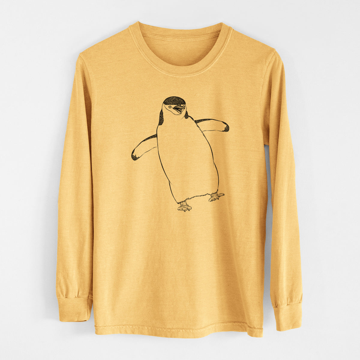 Chinstrap Penguin - Pygoscelis antarcticus - Men&#39;s Heavyweight 100% Cotton Long Sleeve