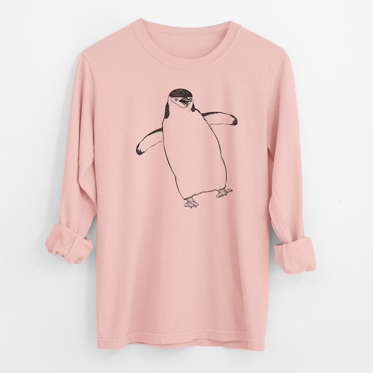 Chinstrap Penguin - Pygoscelis antarcticus - Men&#39;s Heavyweight 100% Cotton Long Sleeve