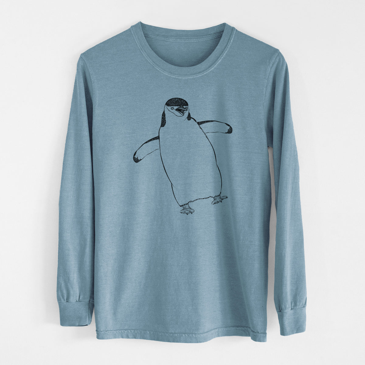 Chinstrap Penguin - Pygoscelis antarcticus - Men&#39;s Heavyweight 100% Cotton Long Sleeve