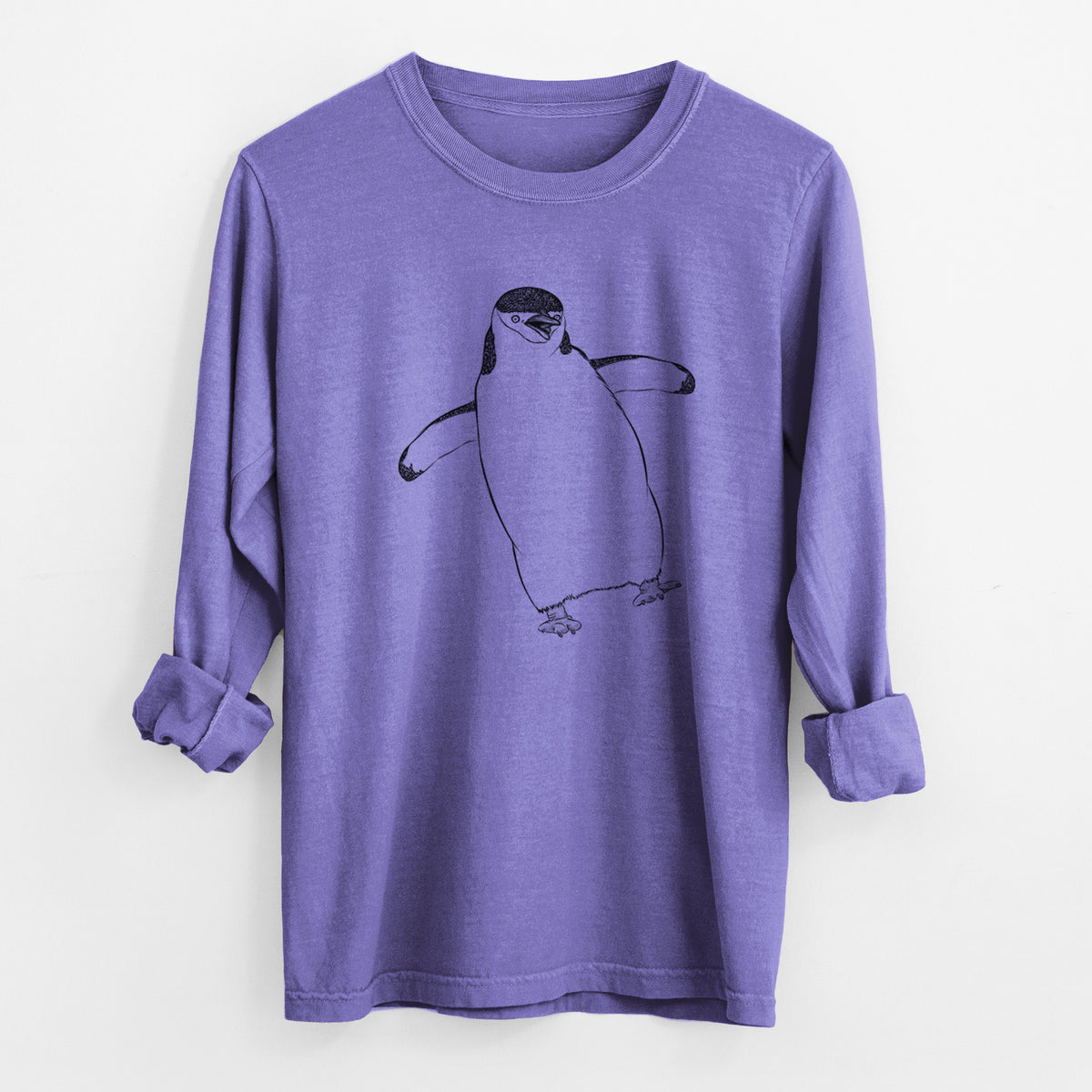 Chinstrap Penguin - Pygoscelis antarcticus - Unisex Comfort Colors 100% Cotton Long Sleeve