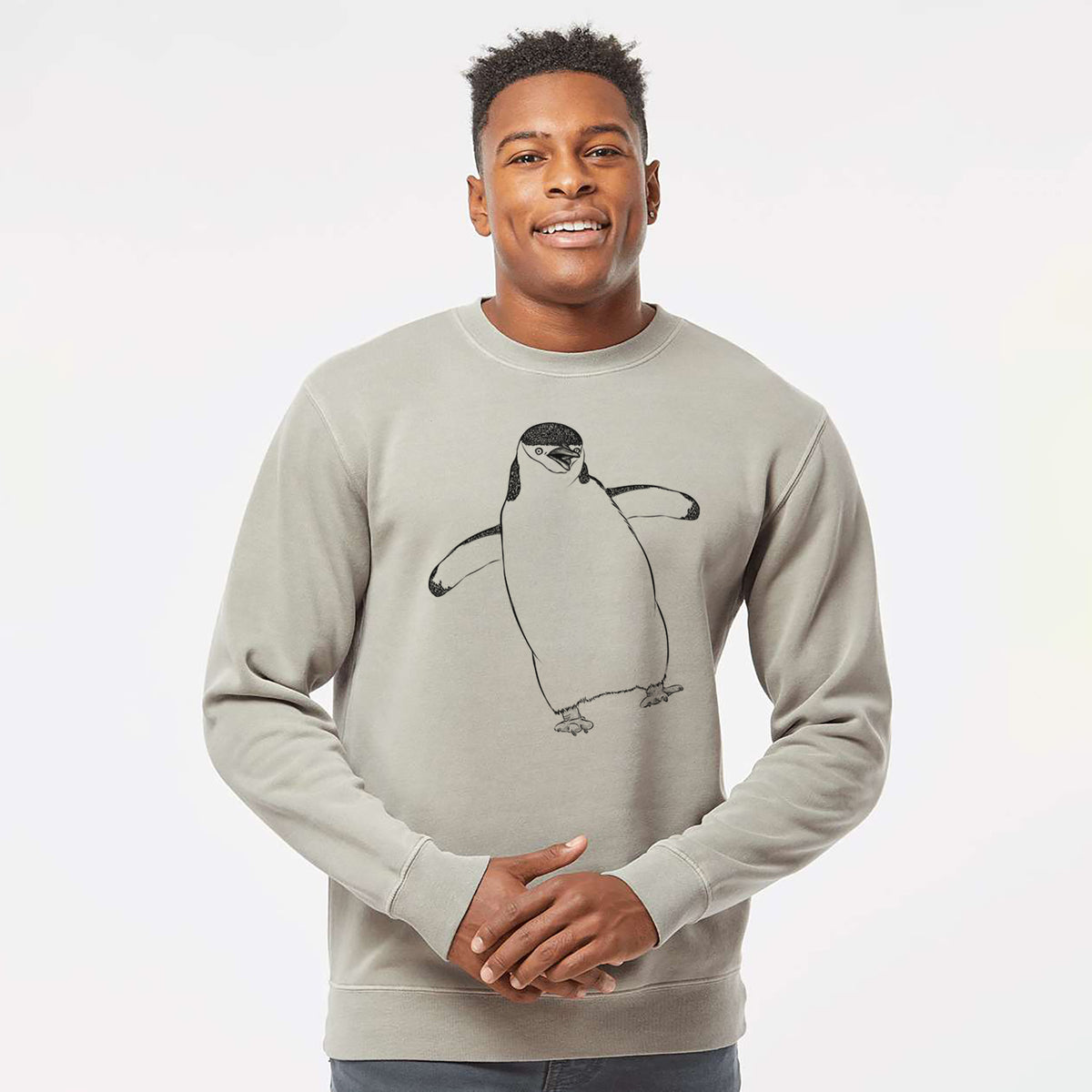 Chinstrap Penguin - Pygoscelis antarcticus - Unisex Pigment Dyed Crew Sweatshirt