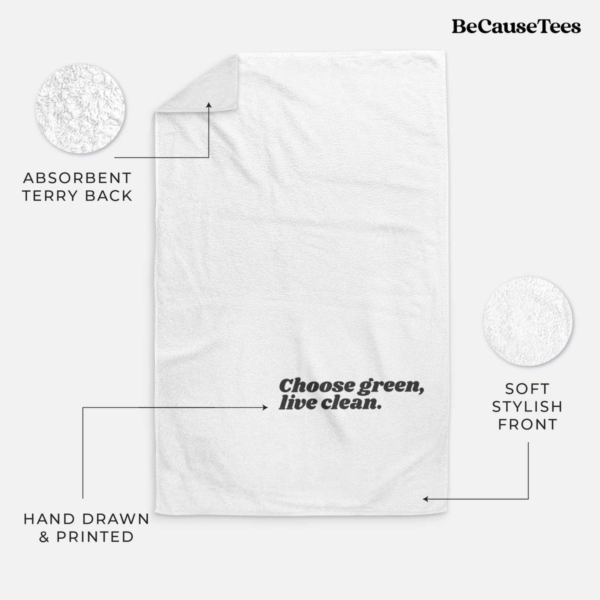 Choose Green, Live Clean Premium Decorative Hand Towel