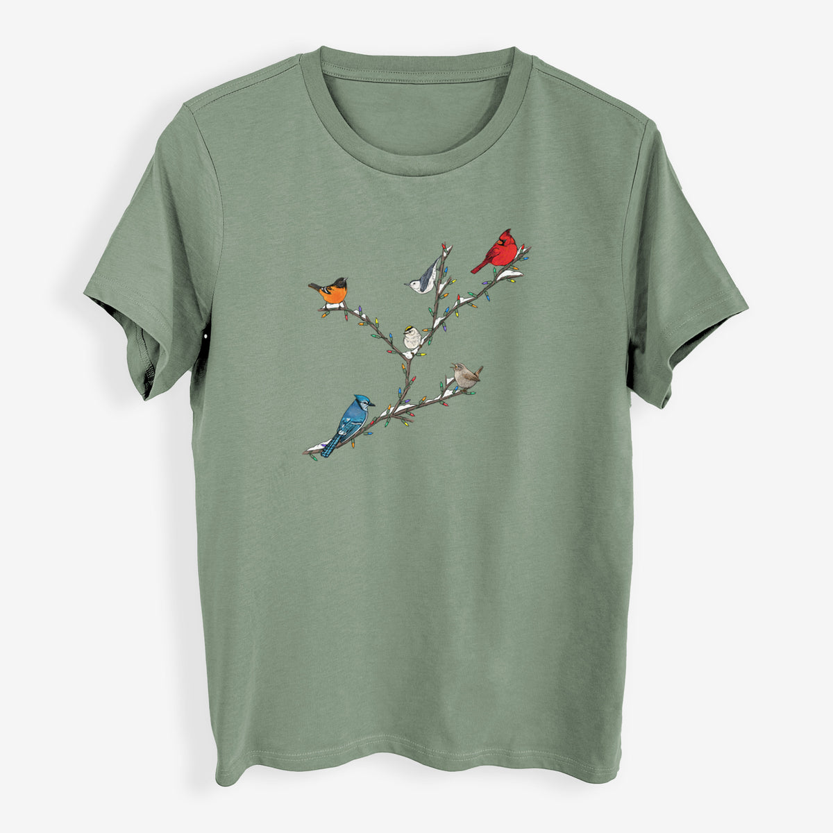 Christmas Backyard Birds - Womens Everyday Maple Tee